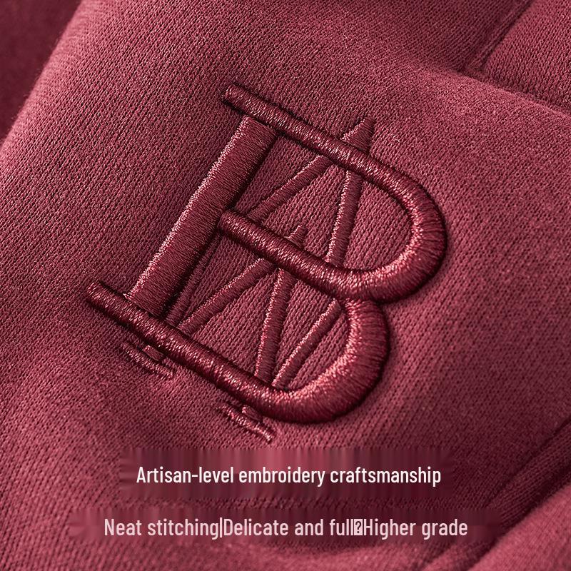 Women's 2025 Purple Fleece-Lined Cotton Zipper Harem Ankle-Tie Pants with Letter Embroidery