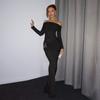Autumn and Winter New One-word Shoulder Mesh Sexy Spice Slim Long-sleeved Dress Women