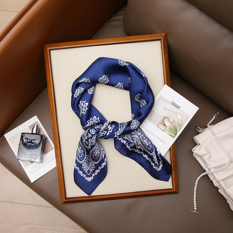 Summer Cashew Flower Silk Square Scarf - Women's Decorative Accessory, Children's Day Gift, FJ028