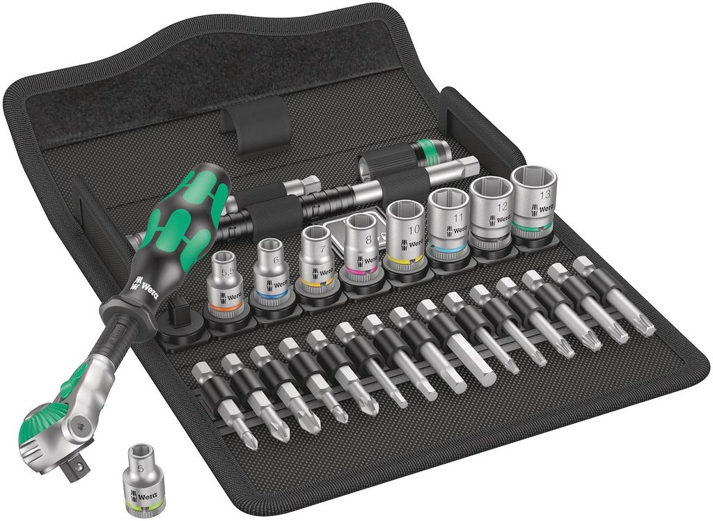 Wera 05004016001 Zyklop 8100 SA 6 Speed Ratchet Set Imported from 1/4" Set, 28-Piece [Officially Japan]