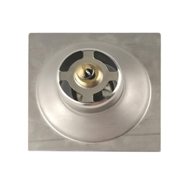 4-Inch Stainless Steel Concealed Floor Drain for Bathroom Square Frame with Round Cover Pop-up Design