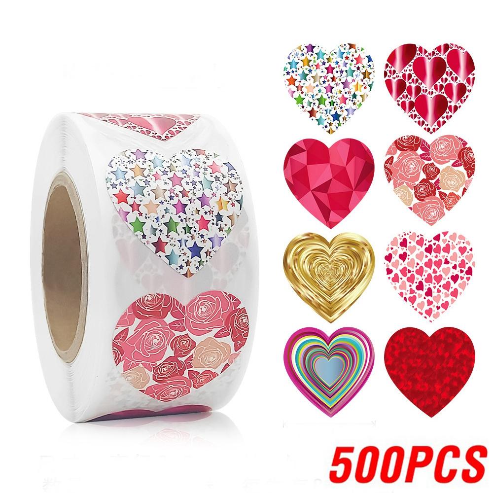 100-500pcs Color Valentine's Day Heart Sticker Birthday Gift Packaging Seal Sticker Party Invitation Decor Sticker Baking Label