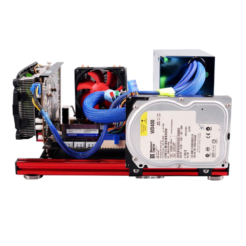 2020 Aluminum Alloy Bare Frame Mini ITX Case, ITX Motherboard PC Computer DIY Experience, Heat Dissipation ATX Power Supply Support, Stackable &