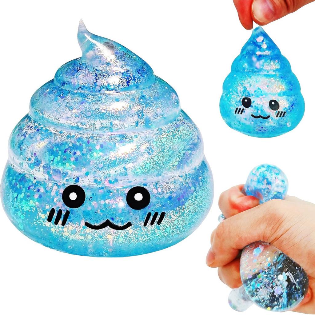 Třpytivý Hovno Stresový Míček - Zábavná Mačkací Pružná Hračka pro Prank na První Duben, Vtipy & Senzorické Hraní pro Úlevu od Úzkosti