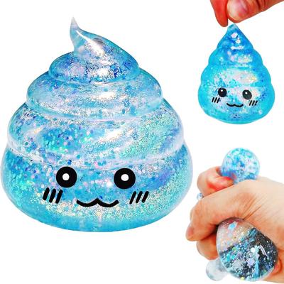 Glitter Poo Stress Ball - Funny Squishy Stretch Toy for April Fools Pranks, Jokes & Anxiety Relief Sensory Play