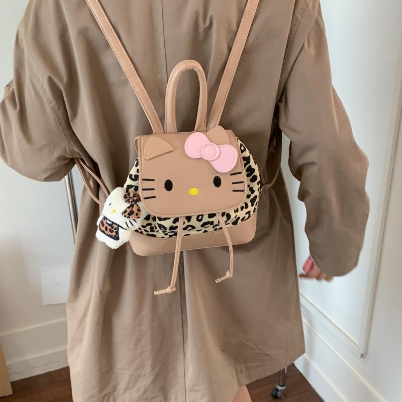 Soft Cute Girl Backpack Cartoon Cute Cat Children Schoolbag Fashion Leopard Print Children'S Mini Backpack