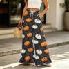 Women's High Waist Drawstring Wide Leg Pants with Pockets, Halloween Print Casual Trousers