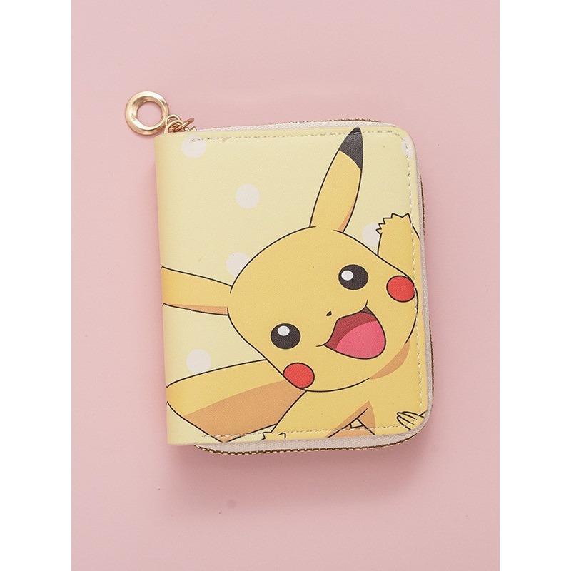 Fashion Pikachu Cute Printed Change Bag Cartoon Anime Schoolgirl Short Zipper Small Wallet Portable