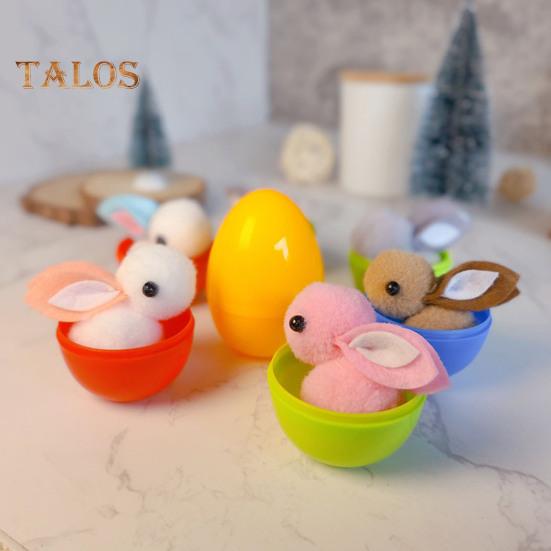 Pre-filled Easter Eggs Openable Egg with Plush Bunny Inside Mini Colorful Bunny In Egg for Kids Easter Egg Hunt Easter Basket Stuffers