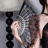 Douyin Same Lace Fan, Retro European Lace Fan, Women's Hollow Black Dance Fan, Shooting Prop Folding Fan