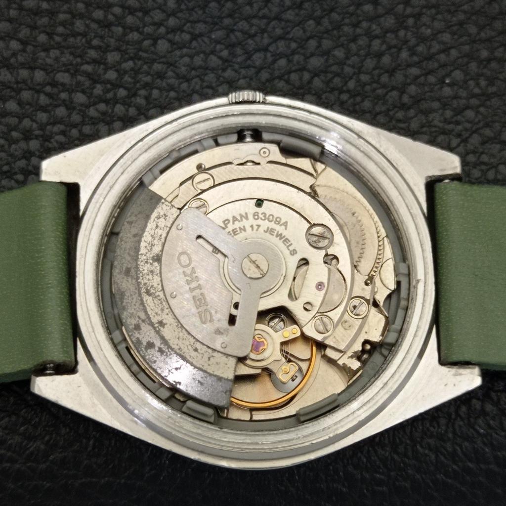 AUTOMATIC VINTAGE SEIKO JAPAN 6309A MENS GREEN COLOR DIAL WATCH A701334-5 R206a-a701334