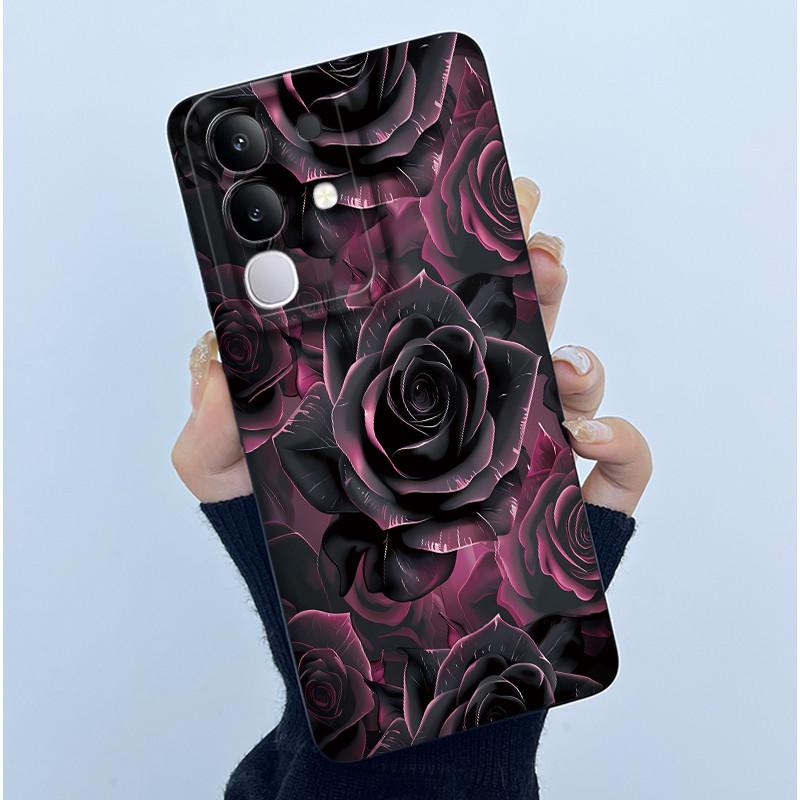 For Vivo Y29 4G Phone Case Fashion Simplicity Oil Painting Flower Soft Liquid Silicone Shell Back Cover For Vivo Y 29 4G Fundas