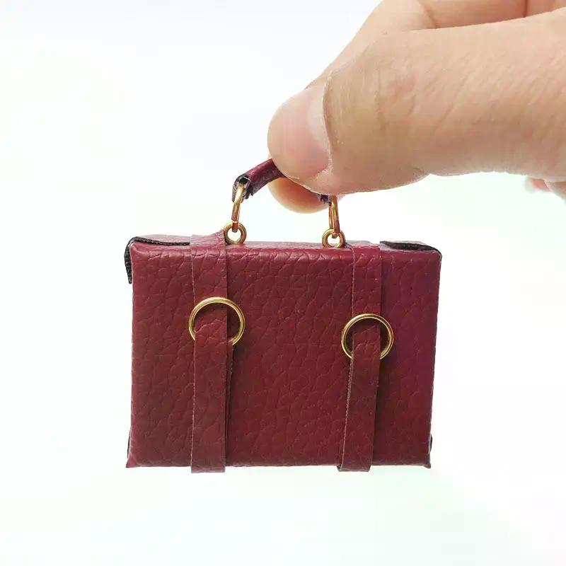 1Pcs 1:12 Scale Micro Dollhouse Miniature Retro Leather Box Briefcase Suitcase Model Toy Decoration For Doll House Accessories