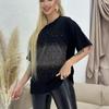 Summer 100% Cotton Solid Hot Fix T-shirts Women Harajuku Oversized Short Sleeve Black Y2k Tops Streetwear Casual T Shirt Female