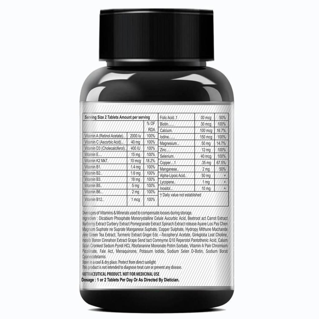 Fourth Gear Daily Multivitamin And Multimineral For Men | 25 Essential Vitamins And Minerals | Supports Immunity, Energy, Bone Health And Wellnes