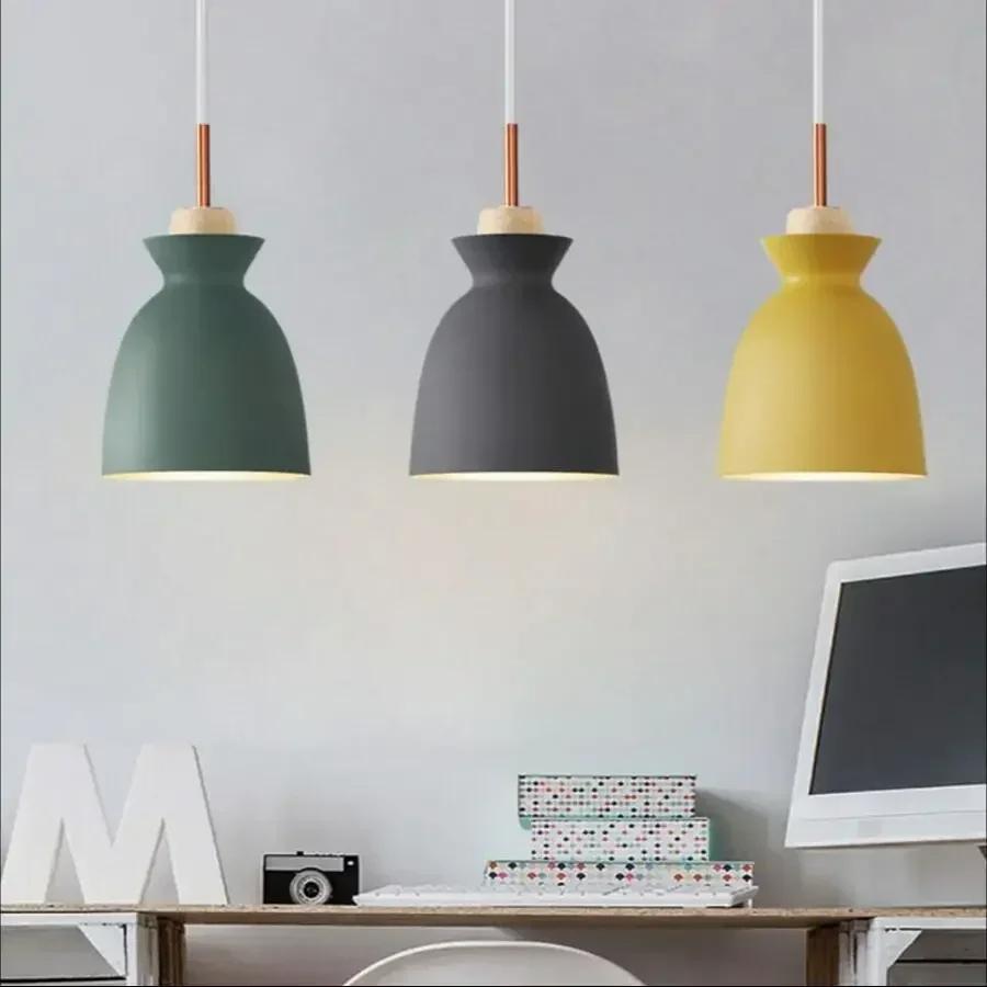 Nordic Lamps Simple Modern Macaron Living Room Chandelier Restaurant Dining Table Single-head Milk Tea Shop Lighting Chandelier