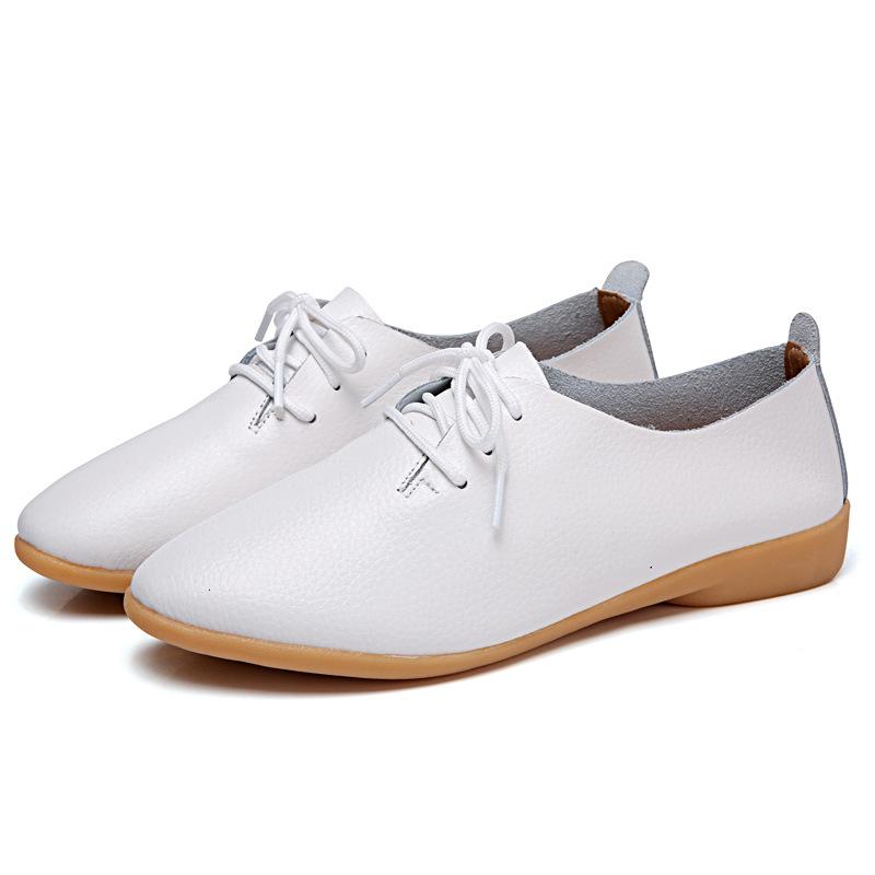 Женские весенние повседневные кожаные туфли на плоской подошве в стиле ретро с мягкой подошвой 44 белый
