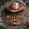 Västerländsk Rustik Metallväggkonst Välkomstskylt Cowboyhatt Repdekor 8x8 Tum Hembarkontor Gåva