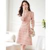 Elegant Tweed A-line Long Sleeve Dress