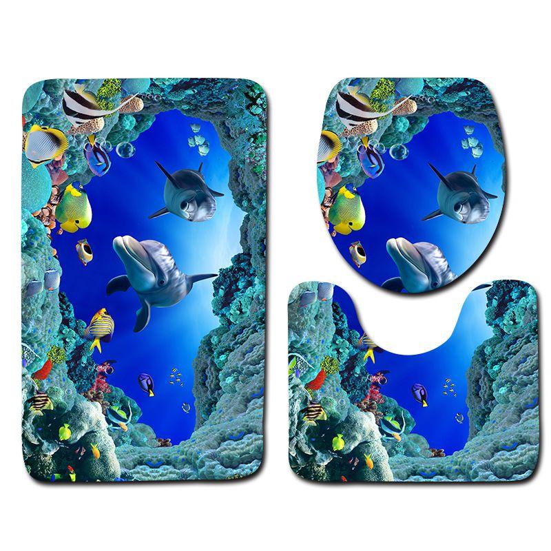 Premium Quality 3d Cartoon Design Bathroom Set With Non-slip Bath Mat And Rug