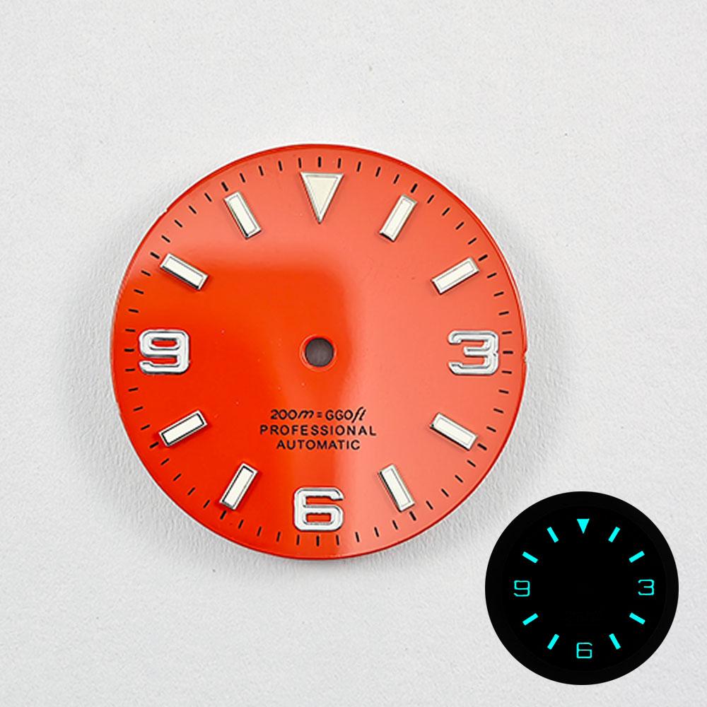 NH35 29mm No Logo Watch Dial Fit NH35A NH36 NH38 Movement Blue Green Luminous Rose Gold /Gold /Silver Nail Explorer Model Dial