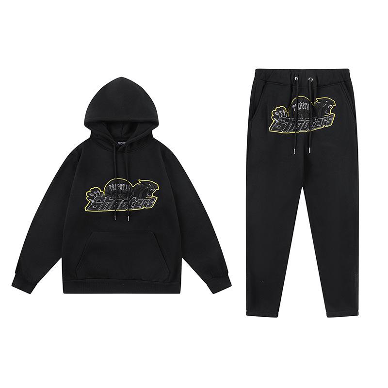 Ensemble Décontracté Hoodie Rouge/Noir Tête de Tigre Brodé Homme & Couple Trapstar Européen & Américain avec Pantalon Long