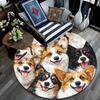 Corgi Round Area Rug,Carpet Rug for Living Room Bedroom Sofa Playroom Decor,Non-slip Floor Mat