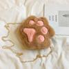 Cute Bear Paw Girls Chain Zipper Shoulder Bag Lovely Children's Soft Plush Coin Purse Baby Boys Accessories Small Crossbody Bags