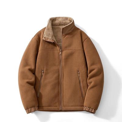 Autumn & Winter Lamb Fleece Thick Jacket - Stand Collar, Cardigan, Plus Size