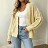 Women's Openwork Knit Button Down Cardigan Sweater for Casual Everyday Wear