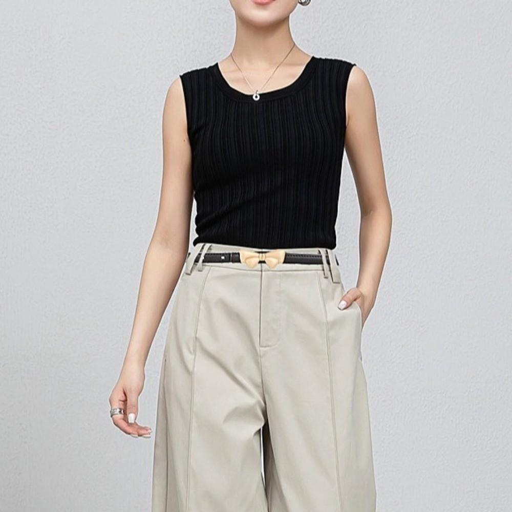 Leather Waist Belt Adjustable Fit Bow Buckle Belt Fashion Women's Belt Daily Outfits
