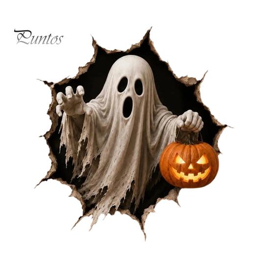 Festive Wall Art for Living Room Halloween Break-in 3D Decals, Illusion Effect Spooky Breaking Through Seasonal Home Accents Sticker, Horror