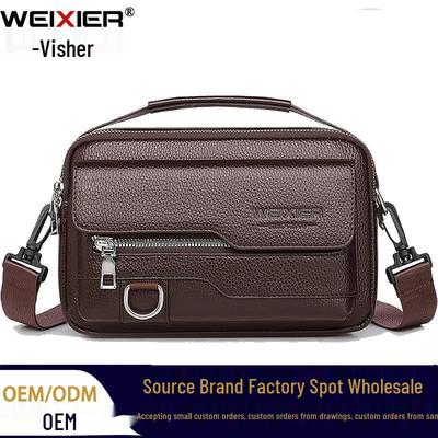 WEIXIER Men's Large Capacity Waterproof Crossbody Bag - Fashionable Lychee Grain Shoulder Bag