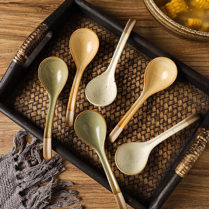 Glazed Ceramic Japanese Style Soup Spoon