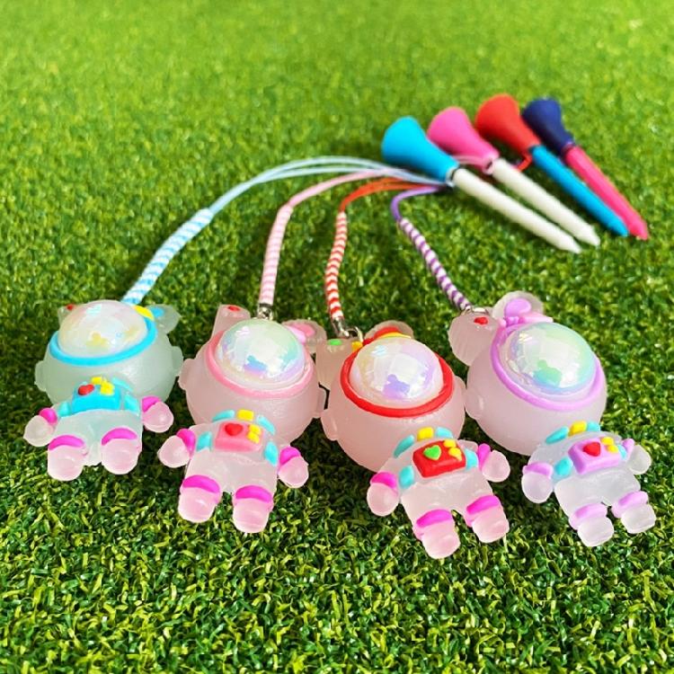 Durability Silicones Golf Ball Marker Tees Golf Tees Flashing Light Cartoon Golf Tees for Secure Outdoor Game