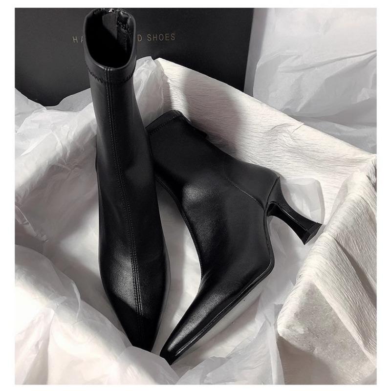 Pointed Toe Ankle Boots For Women Fashion Back Zippers Short Boots Female Thin High Heel Autumn Winter Girl's Boots Shoes