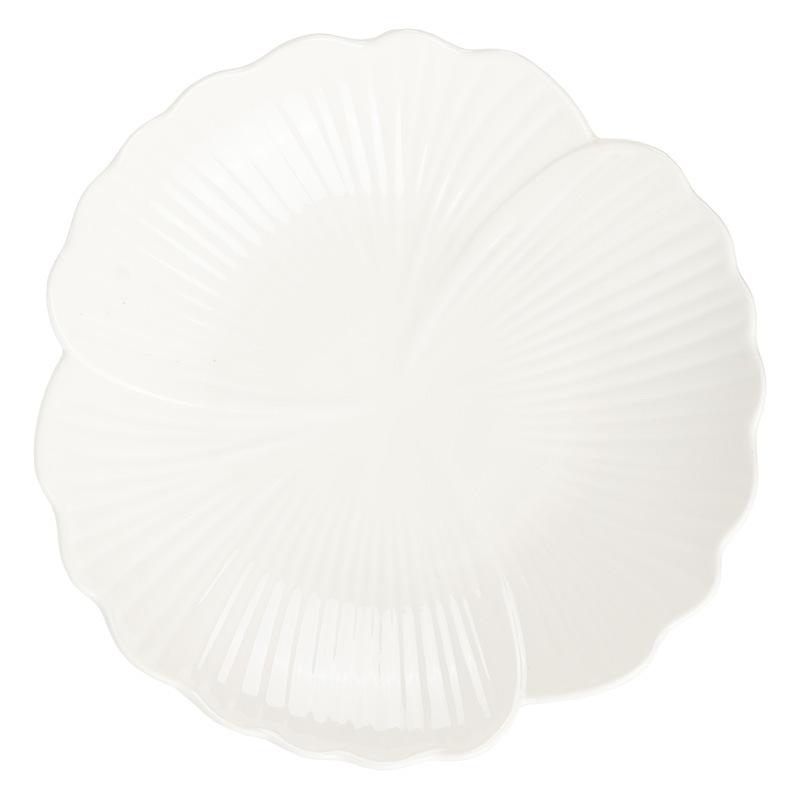 Delicate Flower-Shaped Plate, Solid Color Deep Plate, Household Ceramic Plate, Fruit Plate, Dinner Plate, Premium Vegetable Plate, Salad Plate.
