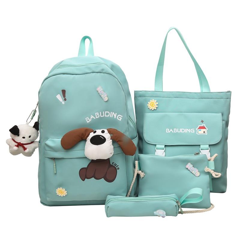 Four-Piece Backpack Set Puppy Student Schoolbag Unisex Large Capacity Backpack