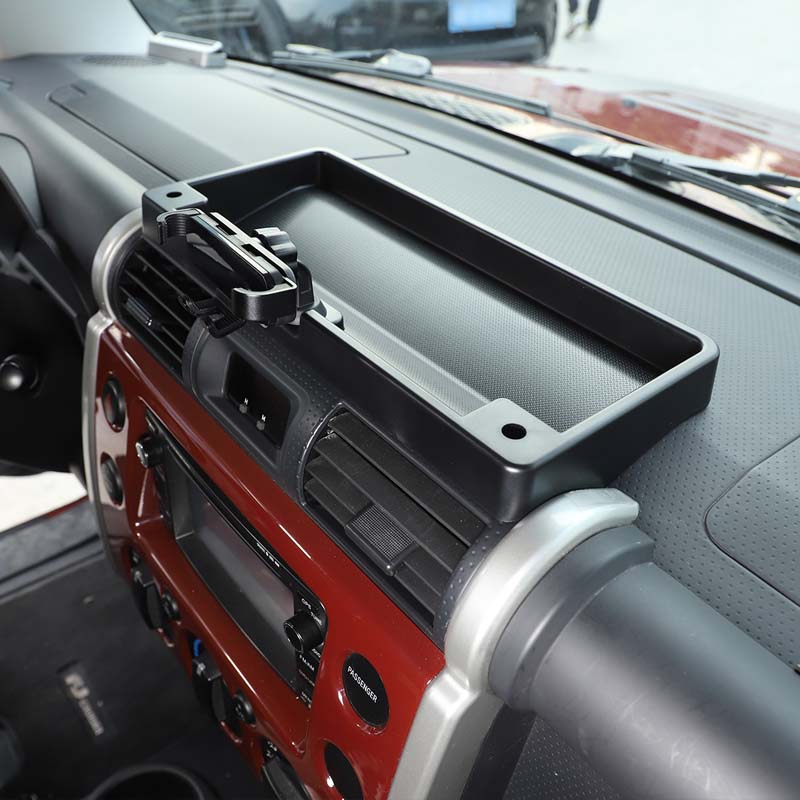 For Toyota FJ Cruiser 2007-2026 ABS Black Car Dashboard Mobile Phone Holder Storage Box Container Holder Tray Car Accessories