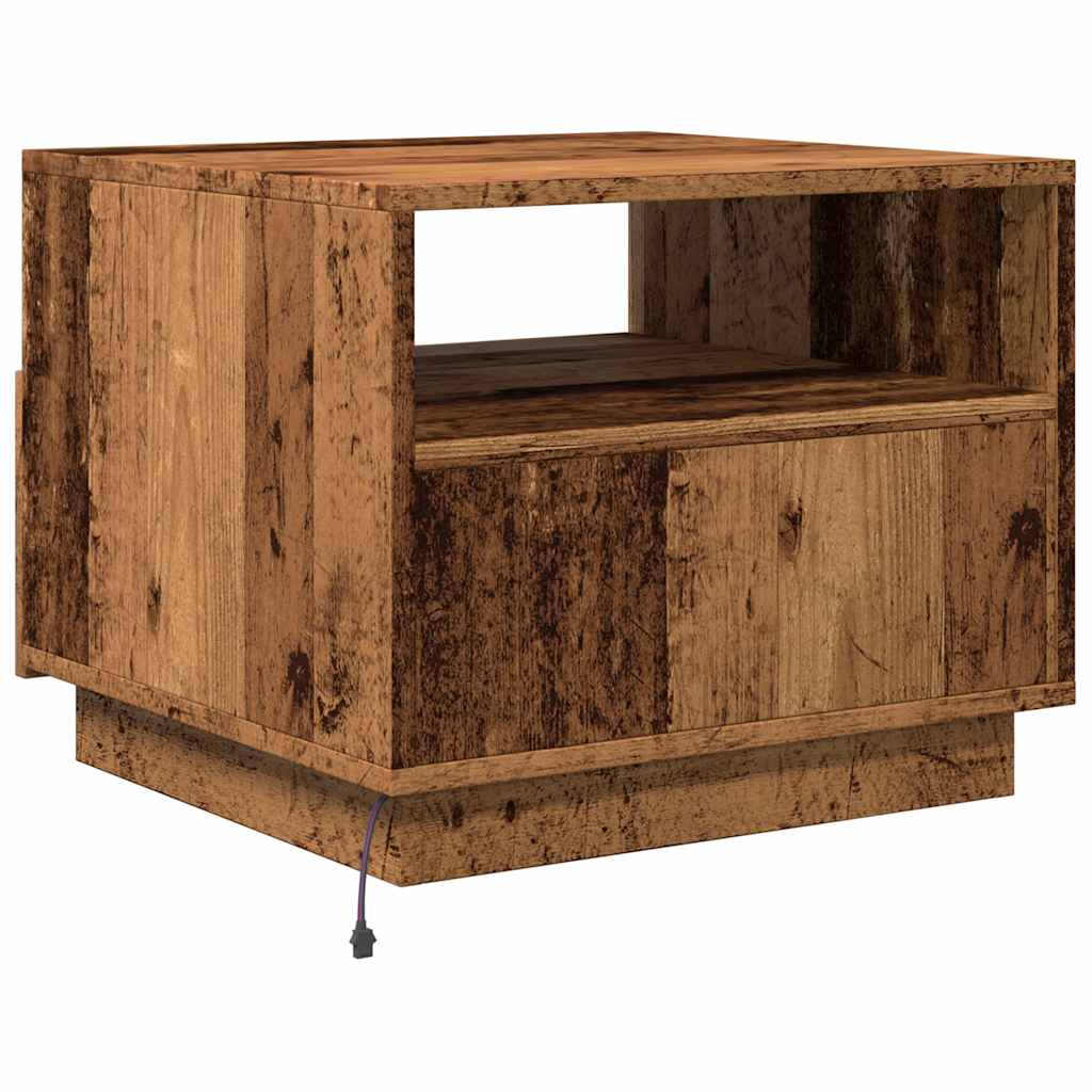 LED Coffee Table with Rustic Wood Look 50 x 49 x 40 cm