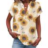 Damen Lässige Mode V-Ausschnitt Knopf Floraler Druck Kurzarm Top