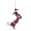 Flat Christmas Dachshund Dog Ornament Acrylic Christmas Tree Hanging Ornaments Car Pendant   Home KTY