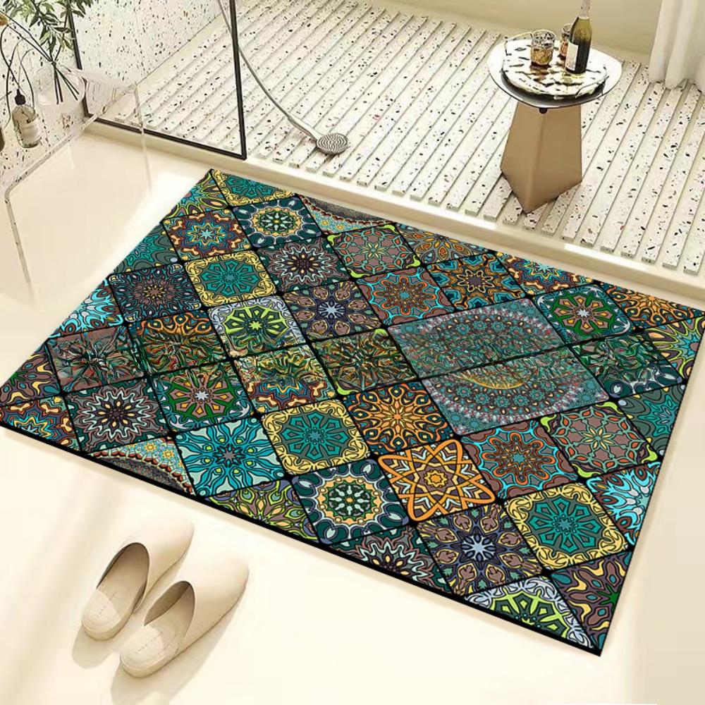Retro Tile Diatom Mud Floor Mat Dirt-resistant Foot Mat Strong Water Absorption Non-slip Floor Mat