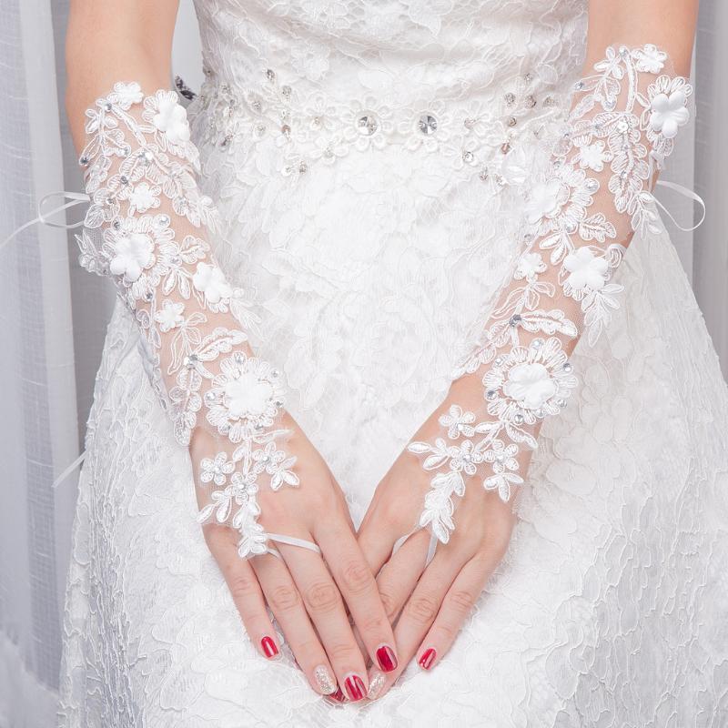 Wedding Gloves Lace Short Long For Photo Shoot Bride Proposal Evening Party Flowers Handkerchiefs Chinese Origin Wedding Accesso