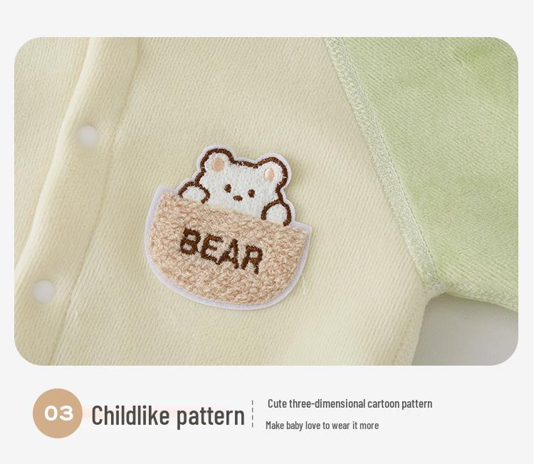 Baby Fleece Cardigan & High-Waist Belly Protection Two-Piece Winter Set