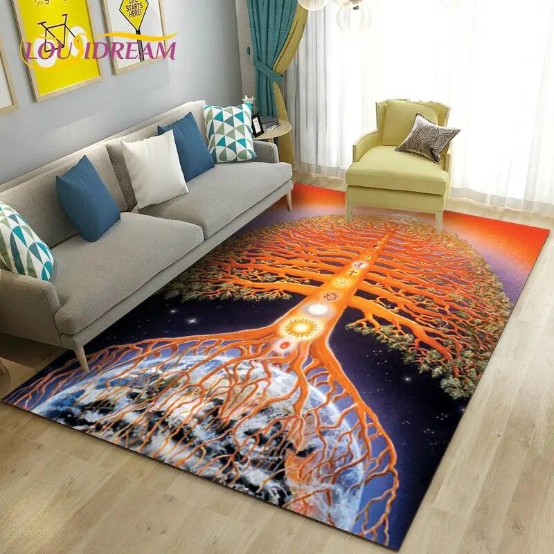 Rainbow 7 Chakra Mandala Bohemia Area Rug,Carpet Rug for Living Room Bedroom Sofa Doormat Decoration,Yoga Non-slip Floor Mat