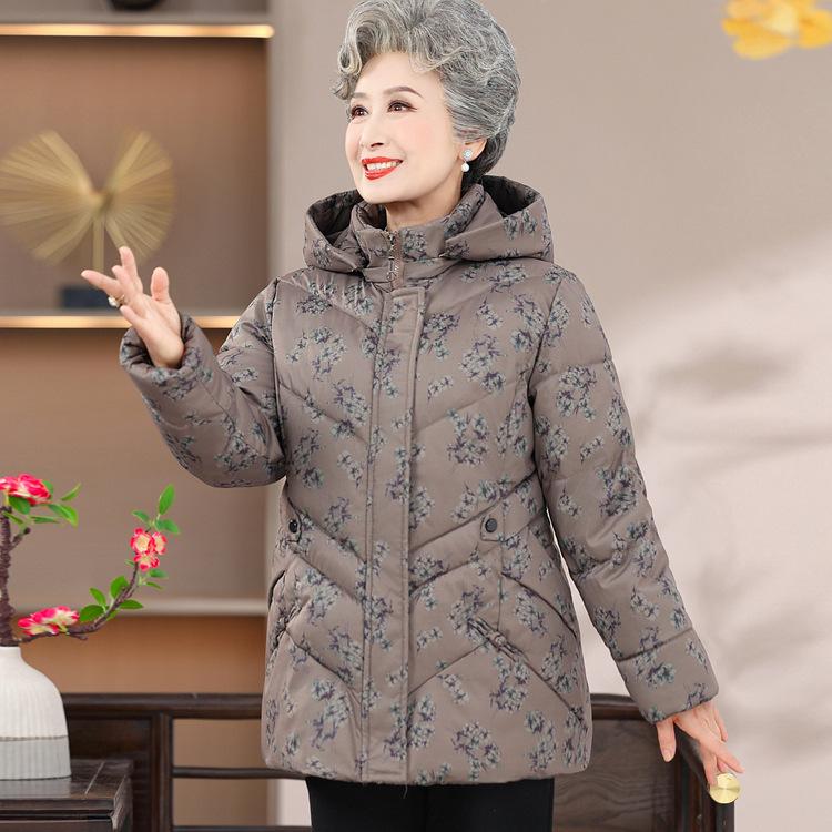 

Зимняя одежда. Хлопковая куртка, длинное хлопковое пальто бабушки для матери с капюшоном, утолщенная хлопковая куртка для сохранения тепла 5XL