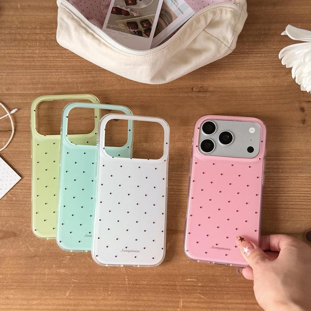 Korean Style Polka Dot Phone Case for iPhone 13-17 Pro Max (Women's)