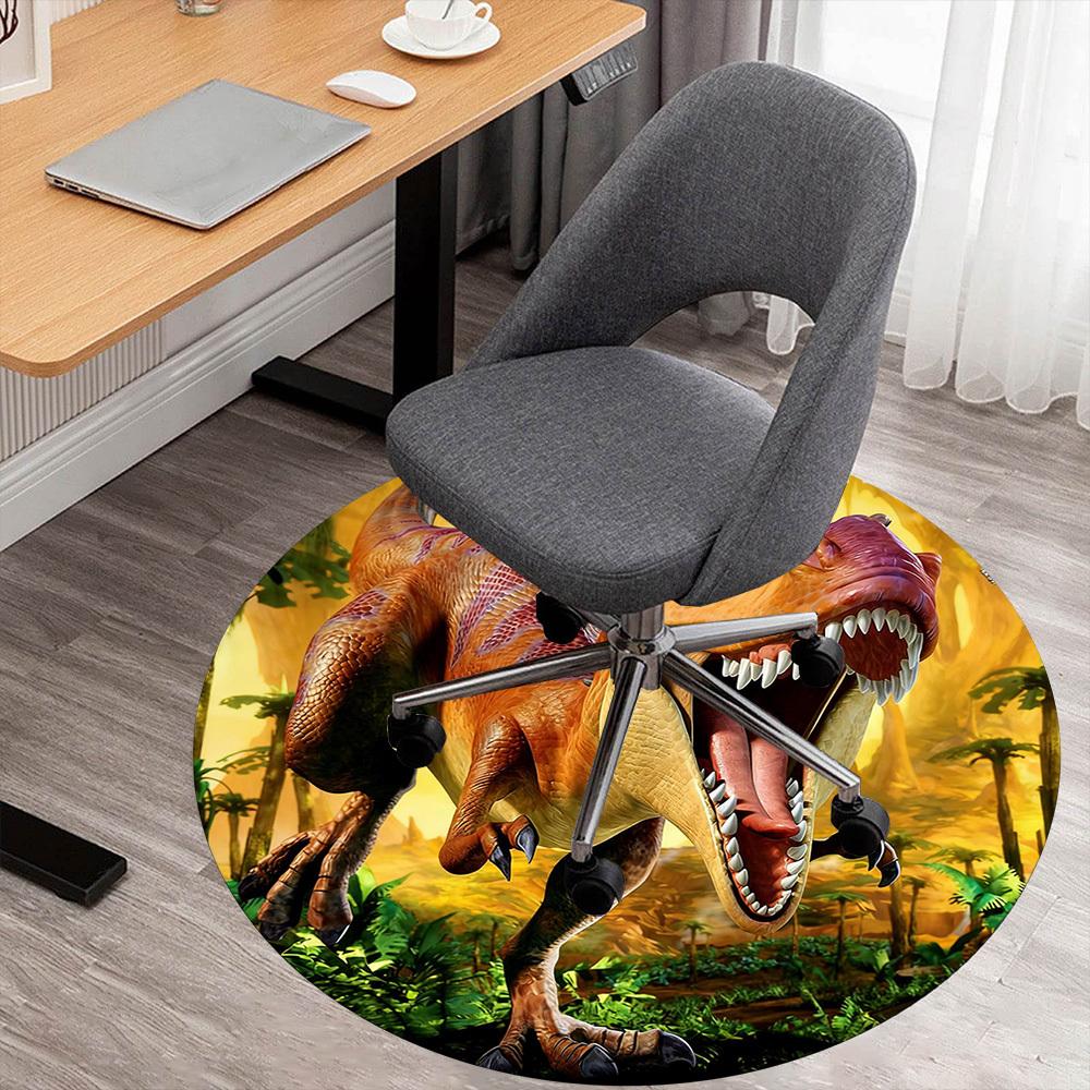 

1pc dinosaur prehistoric Round Chair mat office Area Rug - Non-Slip, Floor Mat for Office, Bedroom, and Indoor Decor p127253 80cm by 80cm