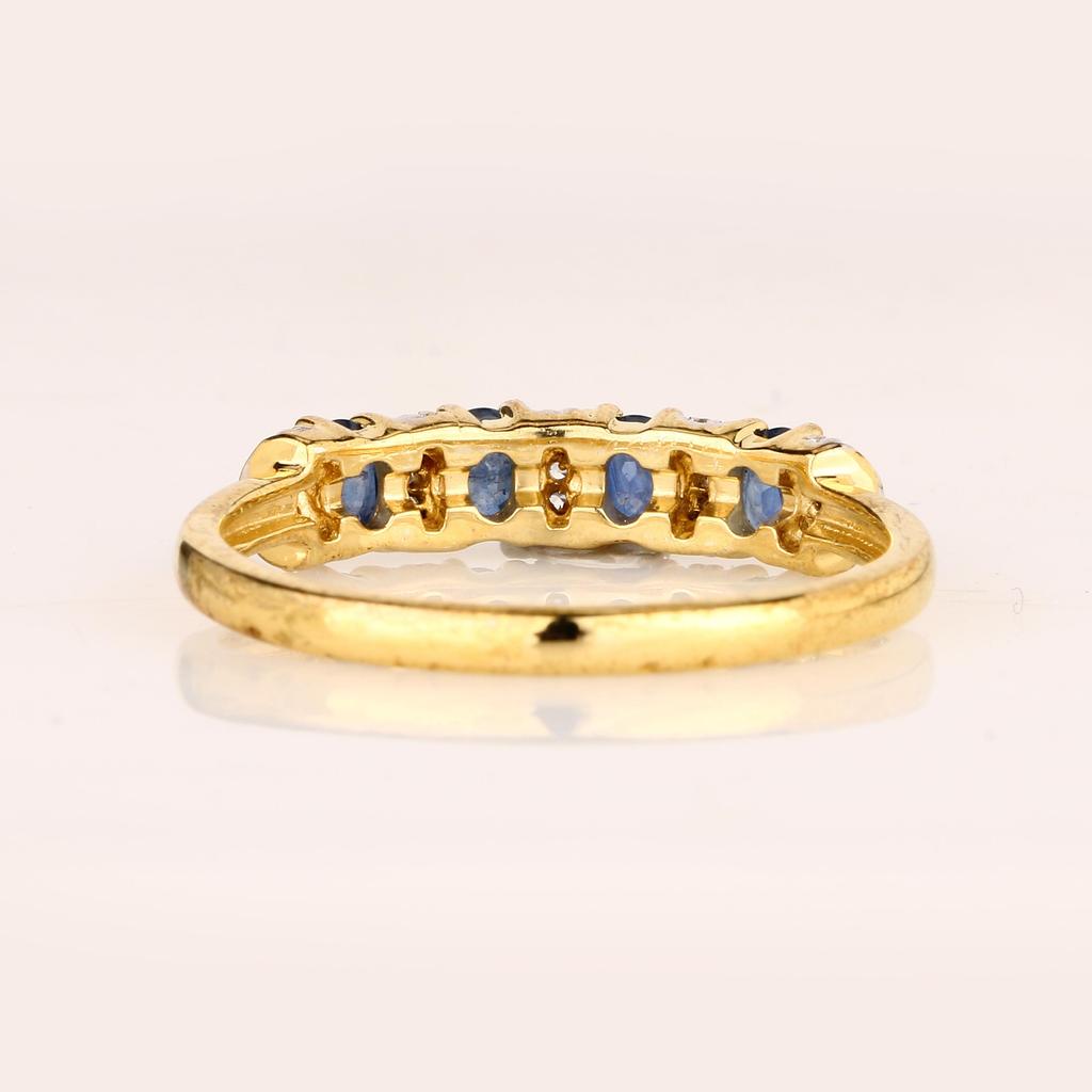 Anello Zaffiro Blu e Topazio Bianco Argento Sterling 925 Placcato Oro Gioiello Raffinato Regalo per Lei